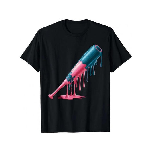 Baseball-Inspired Cotton T-Shirt with Bat Print
