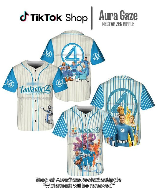 Baseball Jersey The Fantastic 4 Unisex For Fans, Fantastic Four Jersey, Baseball Jersey Shirt, Merch for Fans, Movie...