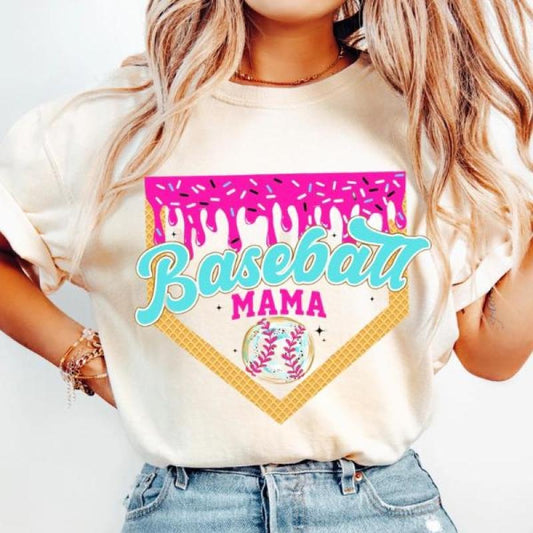 Baseball Mama Ice Cream Drip Shirt, Mama Basebaall Shirt, Game Day Retro Football Fall Season TShirt Hoodie, Sweatshirt