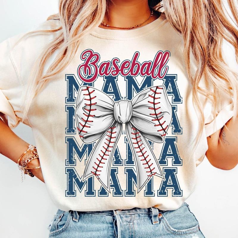 Baseball Mama T-Shirt, Baseball Coquette Bow Shirt, Baseball Mom T-Shirt, Game Day , Retro Baseball Mama T-Shirt,...