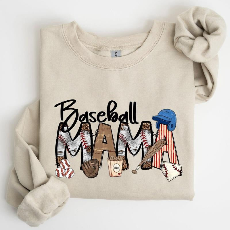 Baseball Mama, Sports, Mother's Day Sweatshirt, Women's Crew Neck, Crewneck T-Shirts, Hoodie | WearSparks.com