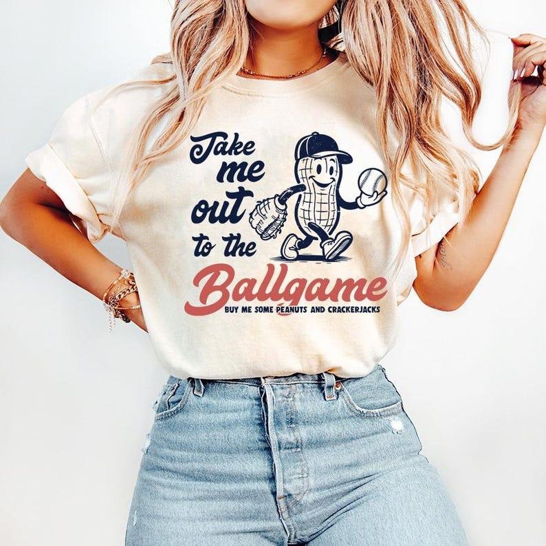 Baseball Mom Graphic T-shirt, Cute Retro Baseball Mama shirt, Gift for Baseball Mama, Mom Shirt, Take Me Out to the...