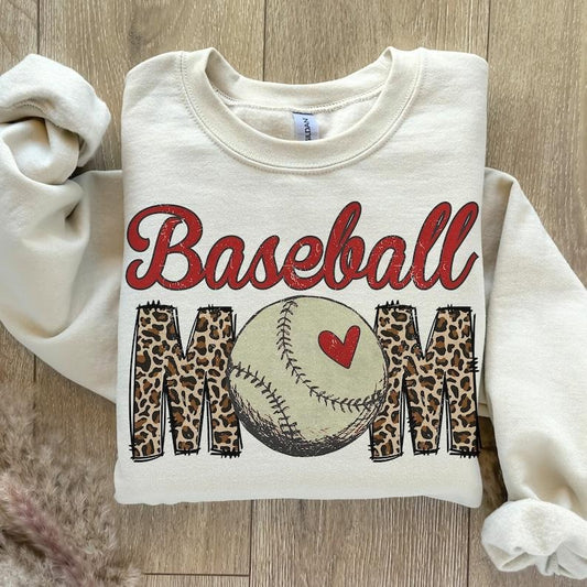 Baseball Mom Mama , Baseball Shirt , Leopard Print Sweatshirt Crewneck Classic Hoodie | WearSparks.com