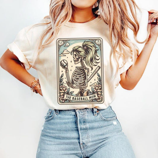 Baseball Mom Shirt, Baseball Mom Tarot Card T-shirt, Halloween Skeleton Baseball Mama Tee, Mothers Day Gift for Baseball...