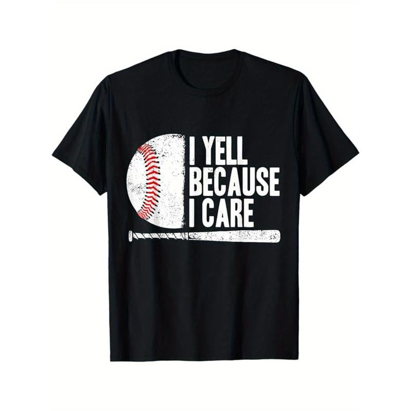 Baseball Printed, Men's Cotton Graphic T-shirt, Casual Short Sleeve Crew Neck Gamer T-shirt, Men's Tee For Outdoor made...
