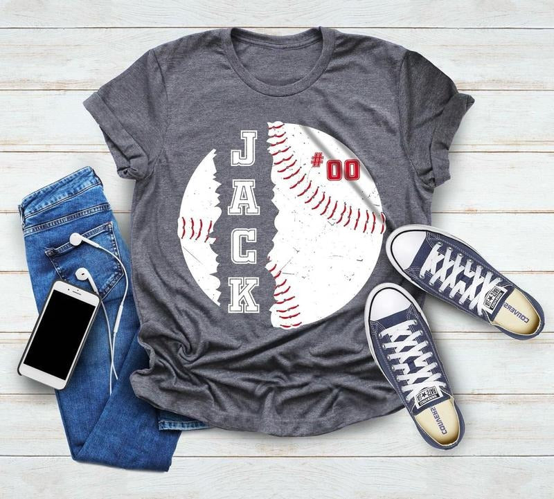 Baseball Shirt With Custom Number And Name, Sports T-Shirt, Baseball Mom Tee, Personalized Baseball Shirt, Baseball Team...