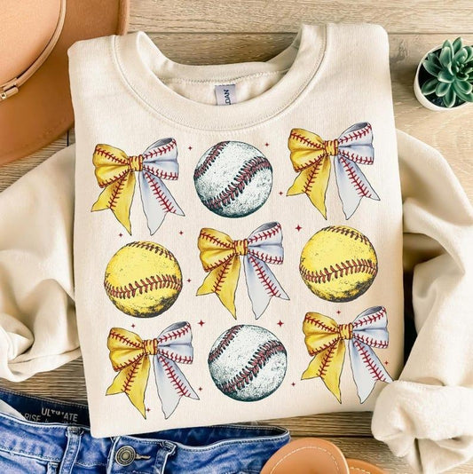 Baseball Softball Bow Sweatshirt Retro Sports Coquette Baseball Softball Mama Game Day T-Shirts, Hoodie | WearSparks.com