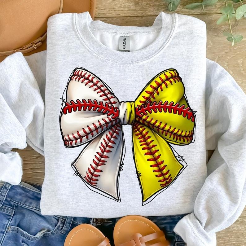 Baseball Softball Coquette Bow , Game Day Coquette  Softball Mama , Raising Ballers , Team Spirit Sweatshirt T-Shirts, Hoodie