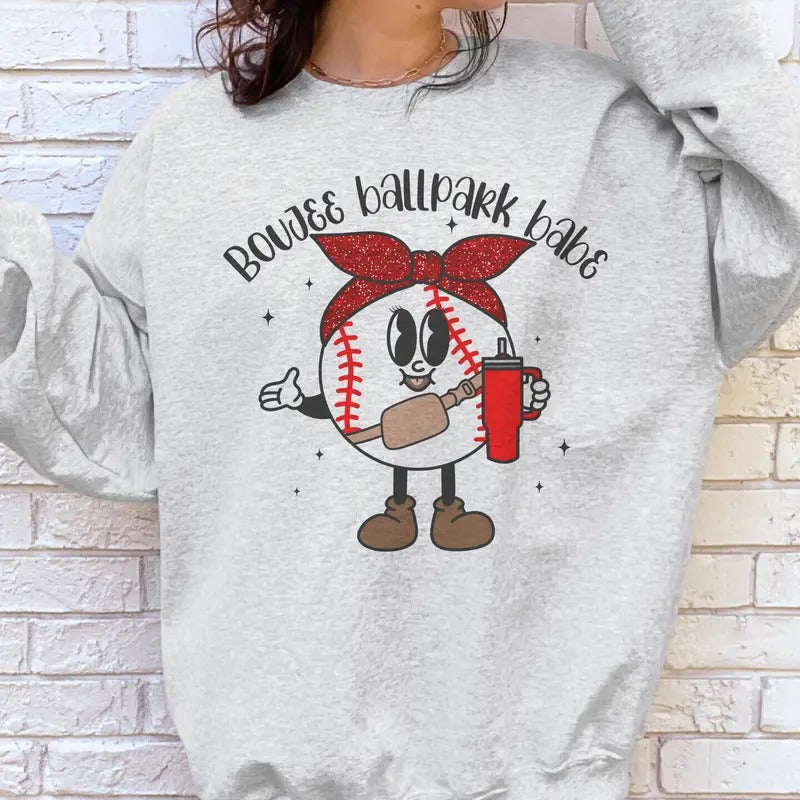 Baseball Sweatshirt Boujee Ballpark Babe Pullover Baseball Babe Hoodie Boujee Ballpark Sweatshirt Womens Retro Baseball...