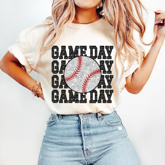 Baseball T-Shirt, Baseball Mom T-Shirt, Sports T-Shirt, Faux Sequin T-Shirt, Game Day T-Shirt Hoodie, Sweatshirt