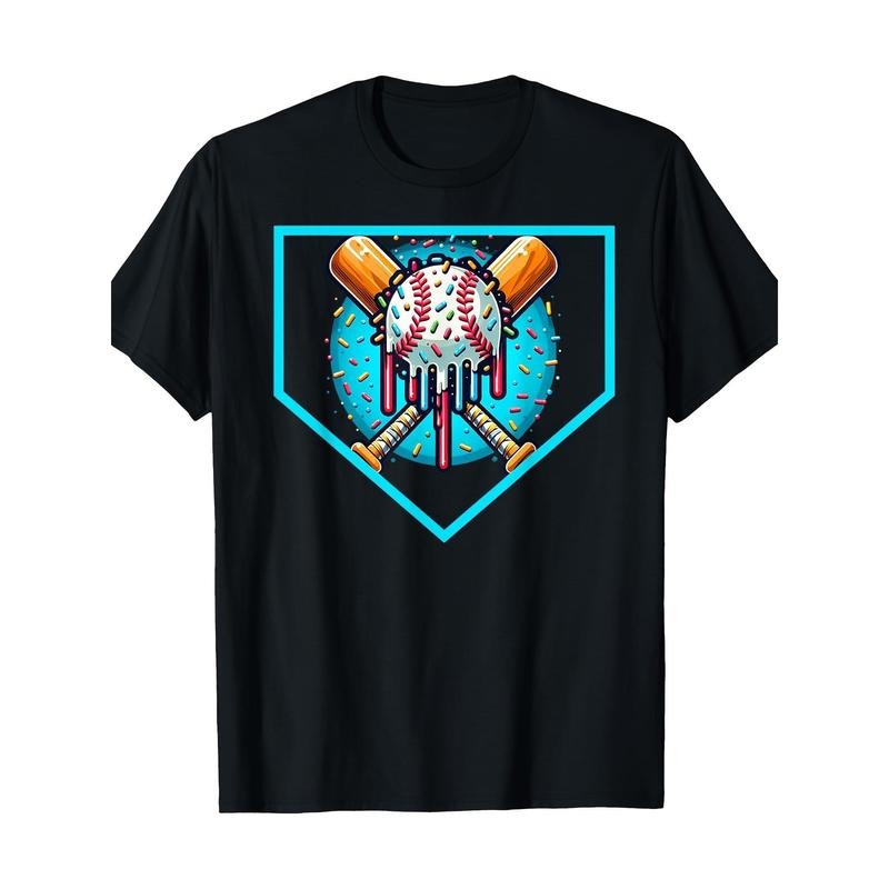 Baseball home plate drip shirt-soft and comfortable men's T-shirt for ice cream softball and baseball fans made in usa...
