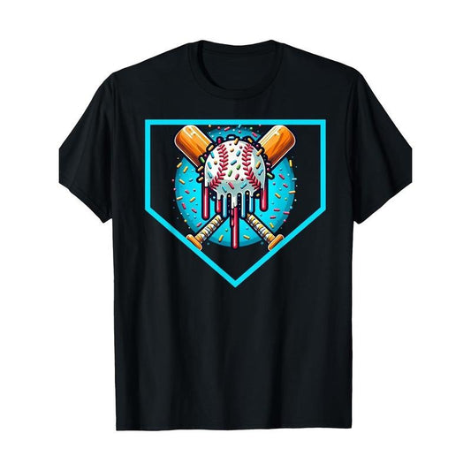 Baseball home plate drip shirt-soft and comfortable men's T-shirt for ice cream softball and baseball fans made in usa...