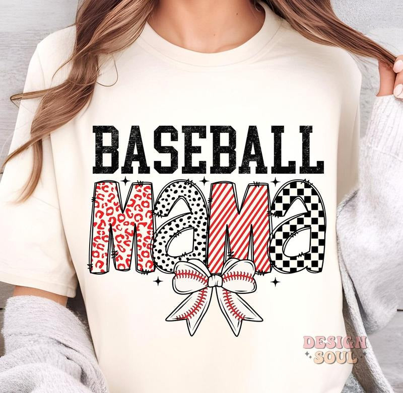 Baseball mama T-Shirt, game day baseball T-Shirt, retro checkered baseball T-Shirt, baseball coquette T-Shirt, baseball...