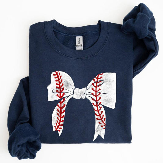 Baseball, Bow, Mom, Mother's Day Sweatshirt, Women's Crew Neck, Crewneck T-Shirts, Hoodie | WearSparks.com