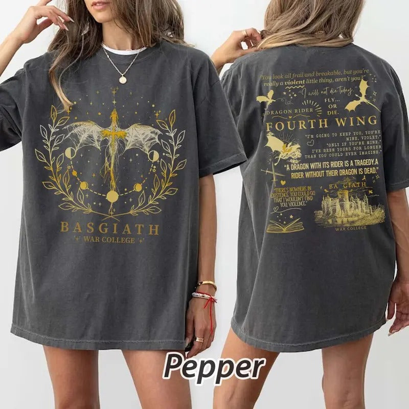 Basgiath War College 2-Sided Sweatshirt, Fourth Wing Shirt, Dragon Rider Shirt, Fourth Wing Hoodie, Violet, Bookish Shirt...