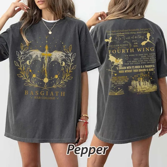 Basgiath War College 2-Sided Sweatshirt, Fourth Wing Shirt, Dragon Rider Shirt, Fourth Wing Hoodie, Violet, Bookish Shirt...