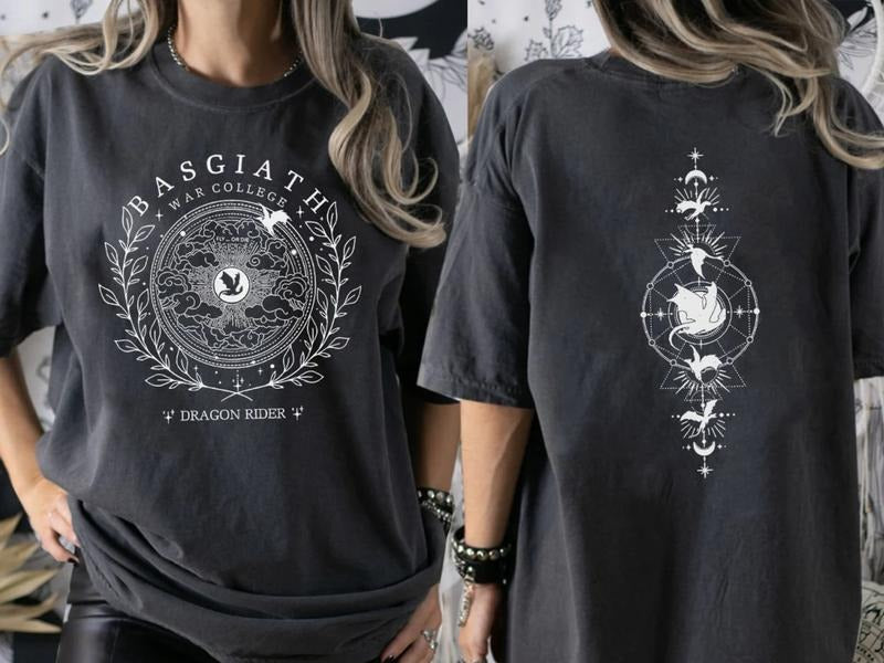 Basgiath War College 2 sided Sweatshirt, Fourth Wing Series Sweater, The Empyrean Series Tee Shirt, Violet Xaden Fantasy...