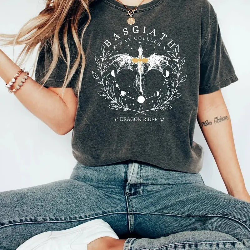Basgiath War College Comfort Colors Shirt, Dragon Rider Tee, Fourth Wing Tee, Fly Or Die Tee, Riders Quadrant Womenswear...