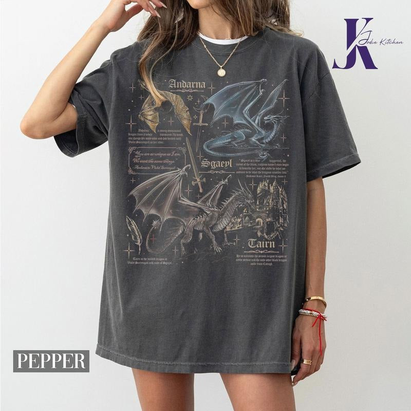 Basgiath War College Comfort Colors Shirt, Fourth Wing Dragon Shirt, Tairn & Andarna Dragon TShirt, , Dragon Rider...