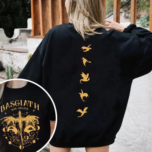 Basgiath War College Double Sides Shirt, Fourth Wing Shirt, Dragon Rider Shirt, The Empyrean Series, Violet Xaden Fantasy...