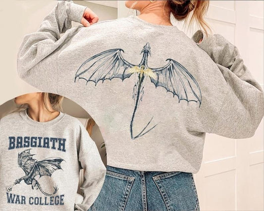 Basgiath War College Double-side Sweatshirt, Fourth Wing Sweatshirt gift, 2 side  Hoodie and Sweater; T-shirt Cotton...