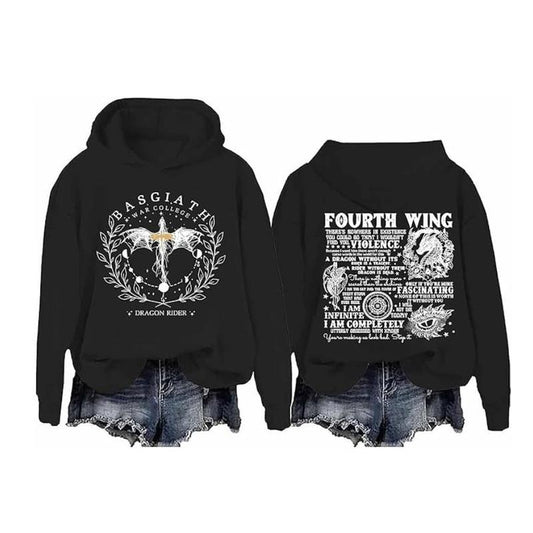 Basgiath War College Dragon Rider Fourth Wing Hoodie Casual Street Style Fleece Fabric Pullover Sweatshirt for Women for...