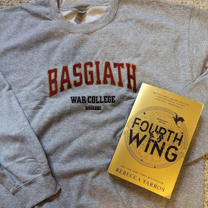 Basgiath War College Embroidered Sweatshirt, Fourth Wing Reading Sweater, Official Rebecca Yarros Merch, Gift for Book Lover