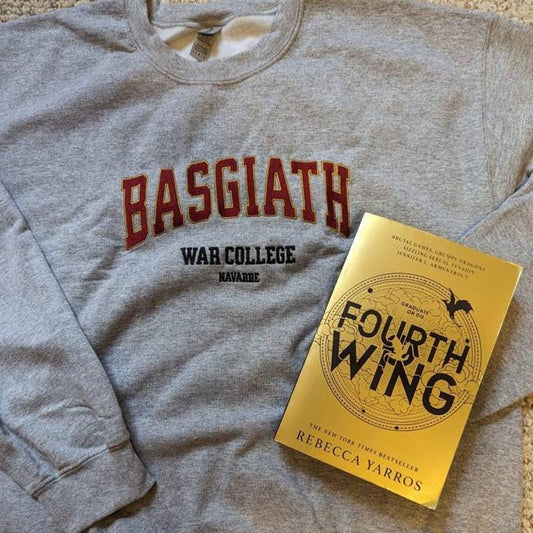 Basgiath War College Embroidered Sweatshirt, Fourth Wing Reading Sweater, Official Rebecca Yarros Merch, Gift for Book Lover