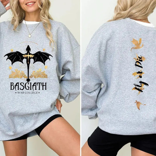 Basgiath War College Sweatshirt ,Dragon Rider, Fourth Wing Sweatshirt, Xaden Riorson, Fly or Die,Riders Quadrant...