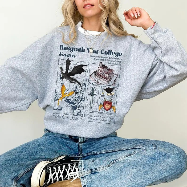 Basgiath War College Sweatshirt, Dragon Rider  Fourth Wing Xaden Riorson, Violet Sorrengail, Empyrean Series, Book Lover...