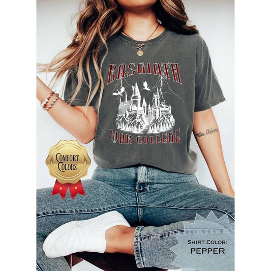 Basgiath War College T-Shirt, Fourth Wing Tee, Iron flame Shirt, Tairn and Violet Sorrengail, bookish shirt, reading...