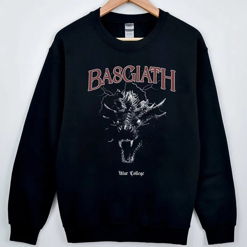 Basgiath war college sweatshirt, Distressed Fourth wing merch, Iron flame merch, Tairn and Violet Sorrengail, bookish...