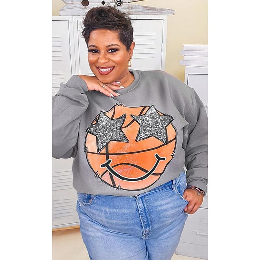 Basketball Star Smiley Graphic Sweatshirt T-Shirts, Hoodie | WearSparks.com