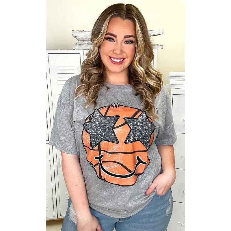 Basketball Star Smiley Graphic T-Shirt Hoodie, Sweatshirt | WearSparks.com