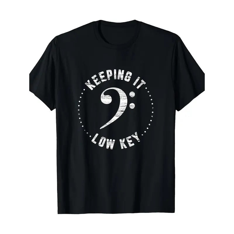 Bass clef Music T-shirt Keep it low-key Musician Humor T-shirt, Men's T-shirt Made in USA Hoodie, Sweatshirt | WearSparks.com