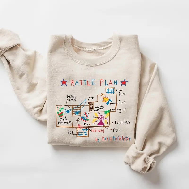Battle Plan Christmas Sweatshirt, 90s Christmas Movie Sweater, Christmas Movie Theme Party Shirt, Funny Xmas Christmas...