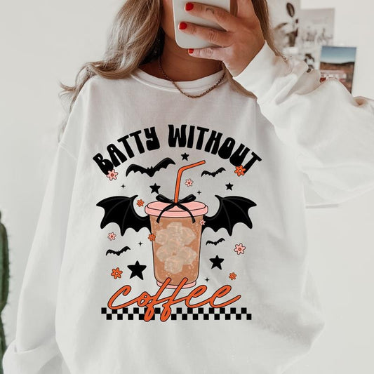 Batty Without coffee Halloween Coffee Shirt ~ Unisex Apparel Relaxed Fit Printed In The USA Clothing Womenswear Casual...