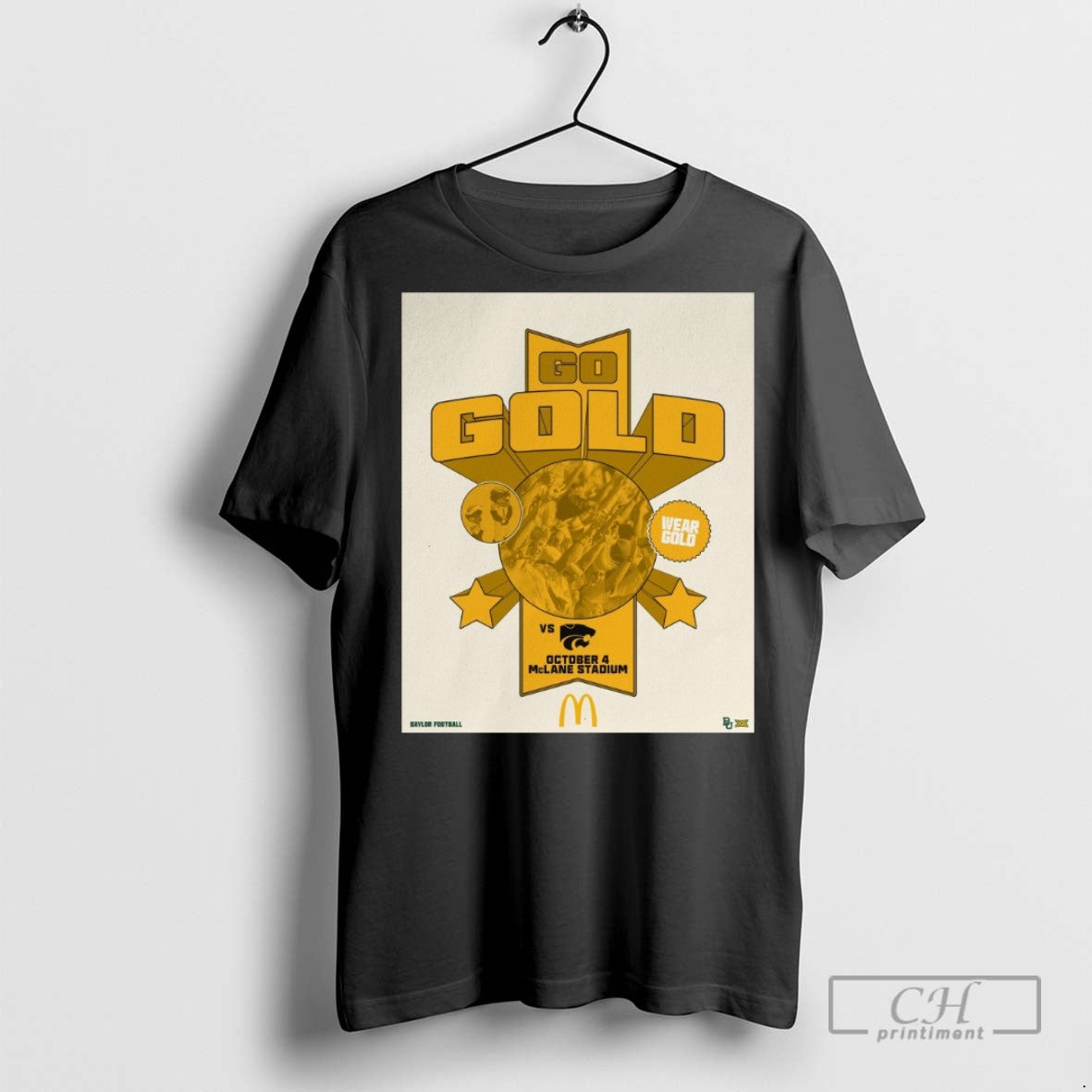 Baylor Bears Vs Kansas State Wildcats Go Gold October 4 2025 Mclane Stadium T Shirts