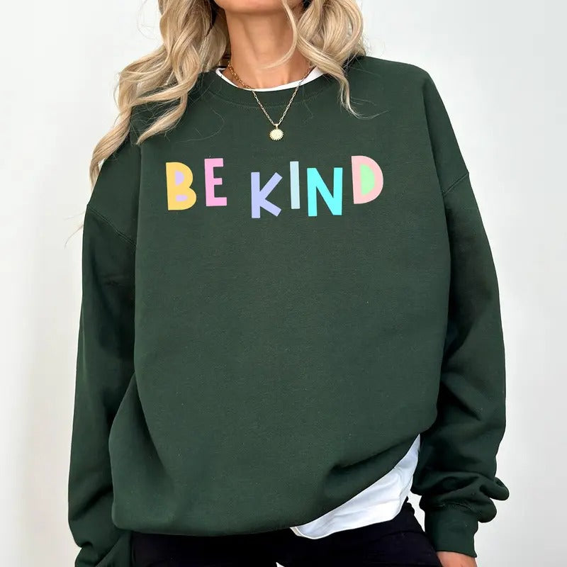 Be Kind Sweatshirt, Positivity, Funny, Sarcastic, Mom Gift, Mental Health, Colorful, Pastel, Crewneck, Crew Neck...