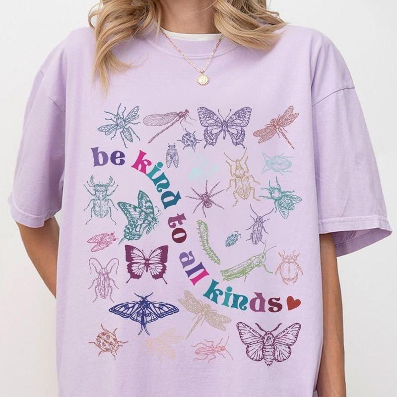 Be Kinds To All Kinds Shirts, Vintage T-shirt For Women, Nostalgia Lover Shirts, Vintage 90s Butterly Shirt, Natural...