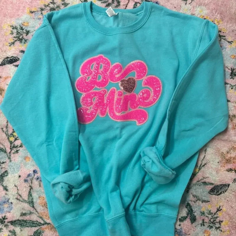 Be Mine Sequin Patch Sweatshirt | Valentine Patch Sweatshirt T-Shirts, Hoodie | WearSparks.com