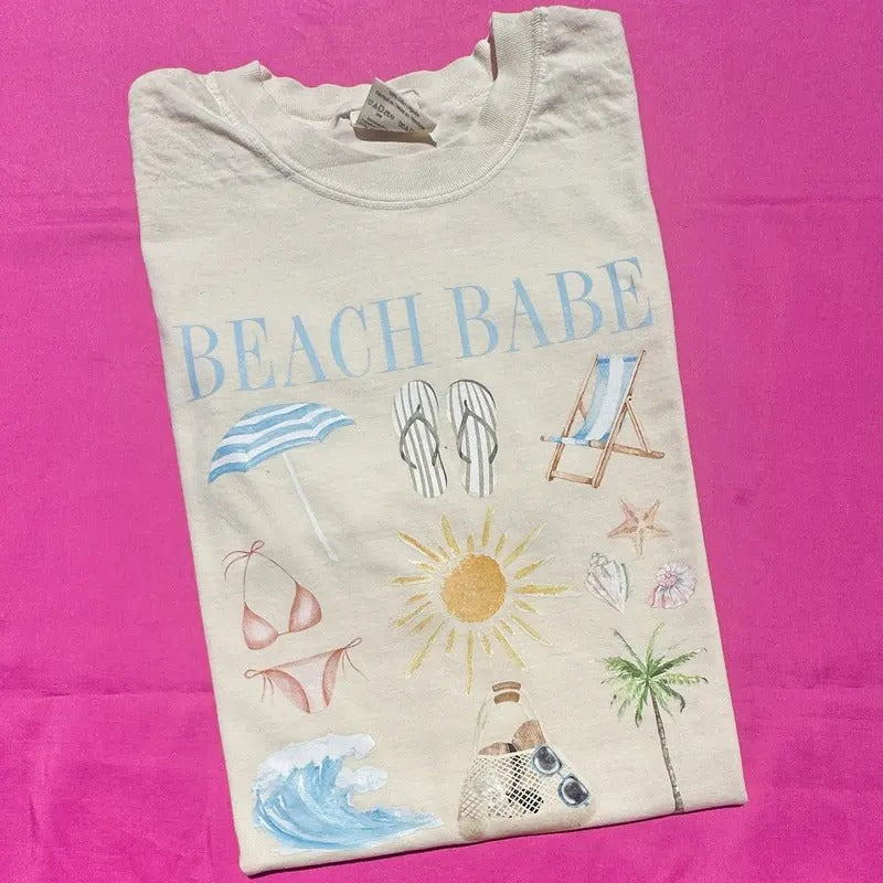 Beach Babe Collage Comfort Colors T-Shirt 'NLB' Hoodie, Sweatshirt | WearSparks.com