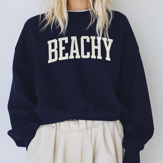 Beachy Sweatshirt, Ocean Lover Crewneck, Vintage Varsity Sweater, Coastal Grandma Style, Summer Beach Shirt, College...