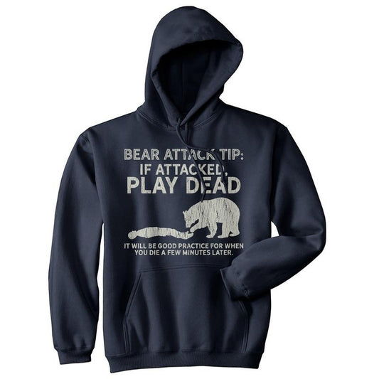 Bear Attack Tip Unisex Hoodie Funny Camping Hiking Outdoor Adventure Hooded Sweatshirt Funny Hoodies Sarcastic Hoodie...