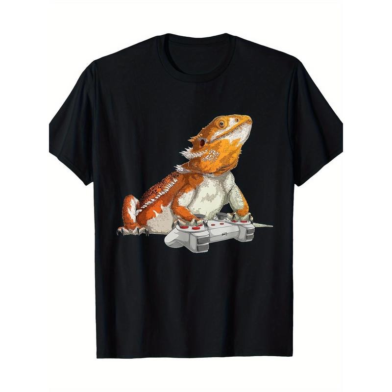 Bearded Dragon Playing Video Games Reptiles Lizard Gamers 220g 100% Cotton T-Shirt made in usa Hoodie, Sweatshirt