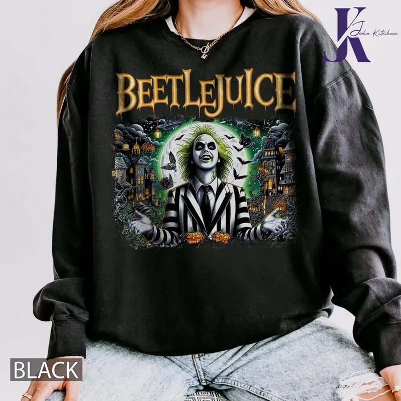 Beetlejuice Comfort Colors Shirt, Never Trust The Living Shirt, Horror Halloween films, Beetlejuice Moviie Shirt,...