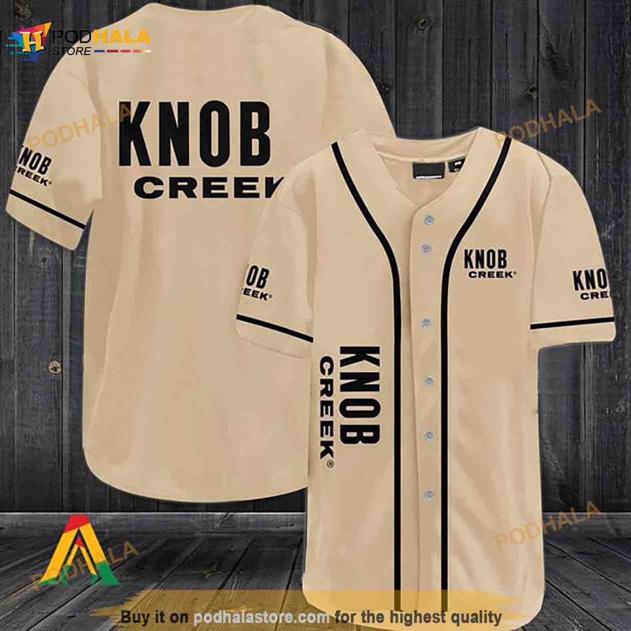 Beige Knob Creek 3D Baseball Jersey