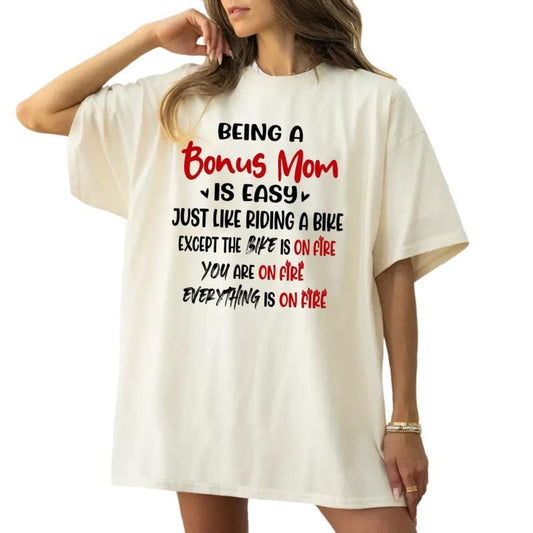 Being A Bonus Mom Is Like Riding A Bike Shirt, Mothers Day Birthday Gift, Funny Stepmom Classic T Shirt, Stepmother Tee,...