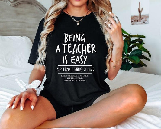Being A Teacher is Easy, It's Like Riding A Bike Shirt, Funny Teacher Shirt, Back to School Teacher Tee Hoodie, Sweatshirt