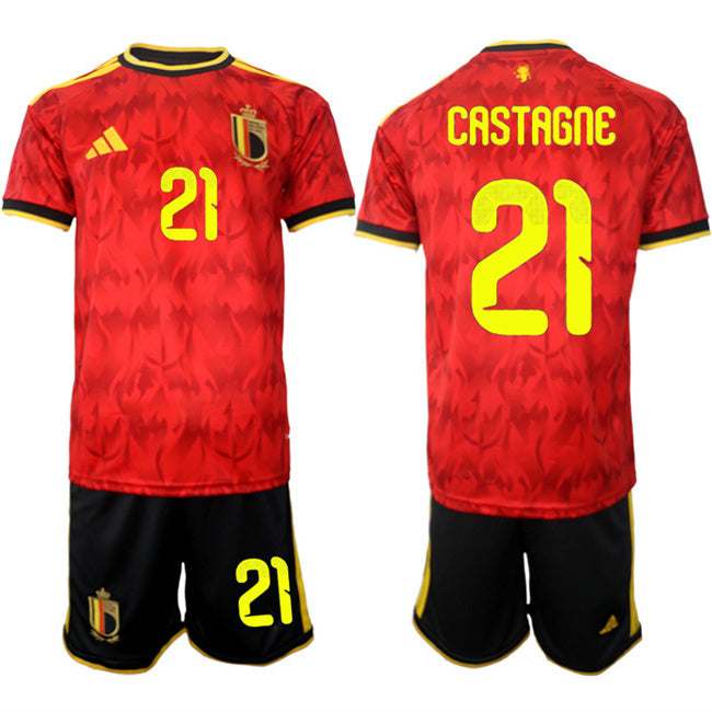 Belgium National Team #21 Timothy Castagne Red 2026 World Cup Home Soccer Jersey